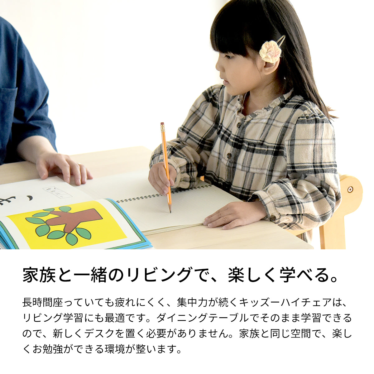 Kidzoo キッズー 木製ハイチェア KDC-2943 2歳から5歳 座面・足置き3段階 高さ調節 キッズチェア 子供椅子 ダイニングチェア クッション座面 8色