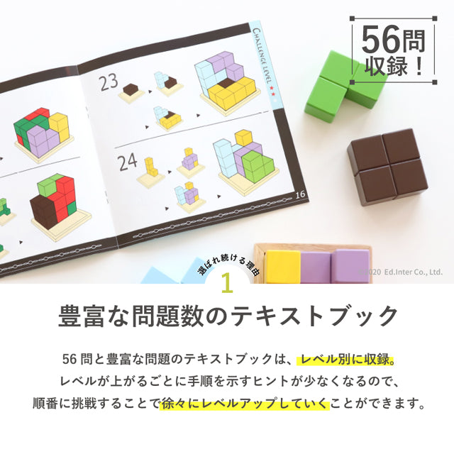 立体パズル 木製 3歳 賢人パズル 802595 エドインター 7ピース 56問 テキストブック付き 脳トレ 子供 大人 木のおもちゃ 誕生日プレゼント