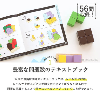 立体パズル 木製 3歳 賢人パズル 802595 エドインター 7ピース 56問 テキストブック付き 脳トレ 子供 大人 木のおもちゃ 誕生日プレゼント