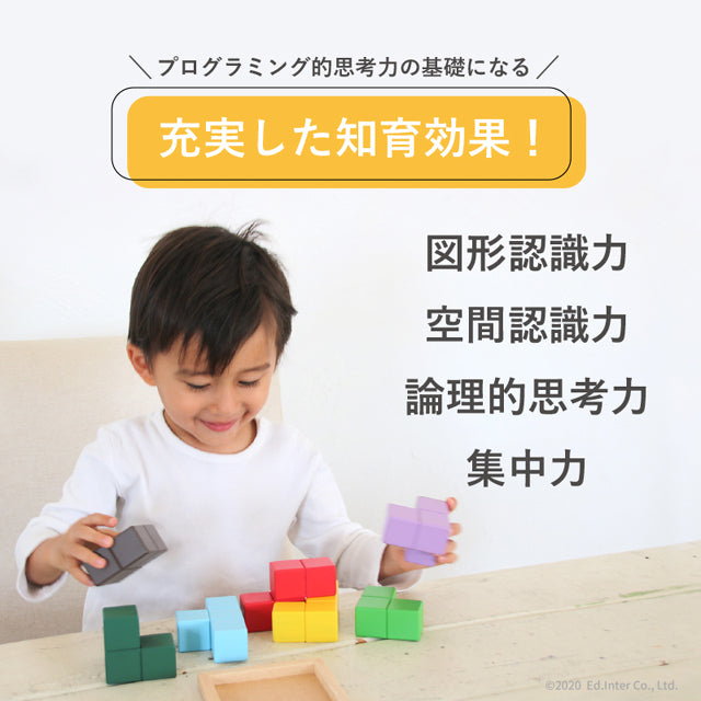 立体パズル 木製 3歳 賢人パズル 802595 エドインター 7ピース 56問 テキストブック付き 脳トレ 子供 大人 木のおもちゃ 誕生日プレゼント