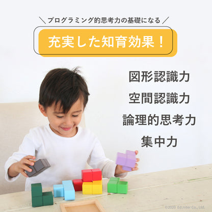 立体パズル 木製 3歳 賢人パズル 802595 エドインター 7ピース 56問 テキストブック付き 脳トレ 子供 大人 木のおもちゃ 誕生日プレゼント
